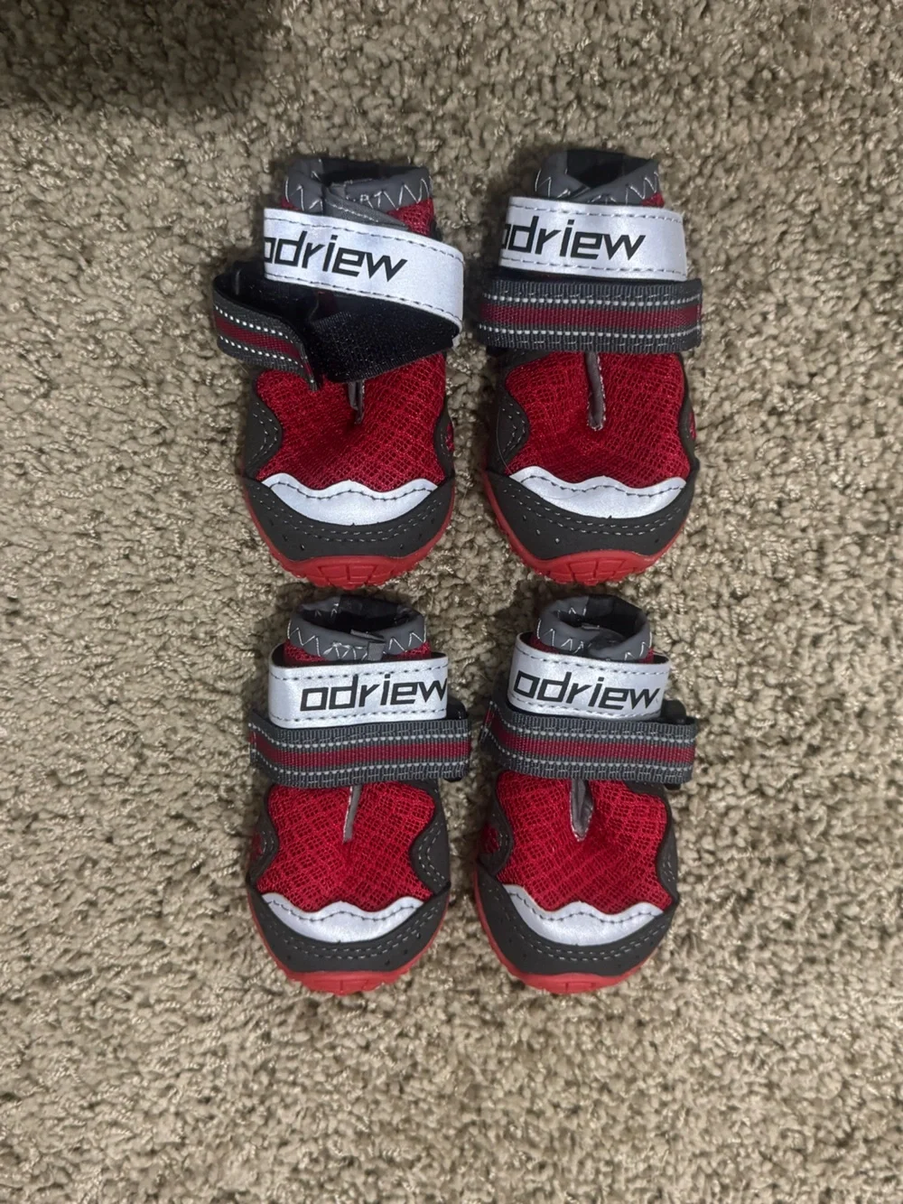 ODRIEW Dog Shoes Size 2 Red and Grey Anti Slip Breathable Brand NEW